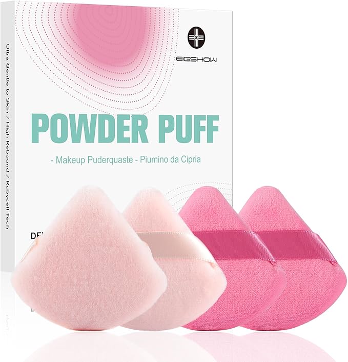 Set De Borlas Para Polvo De 4 Piezas Rosa Bebé + Rosa