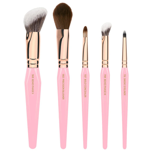 Set de Brochas Pink Golden Triangle para Rostro y Ojos