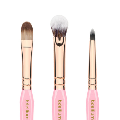 Set de Brochas Pink Golden Triangle para Rostro y Ojos