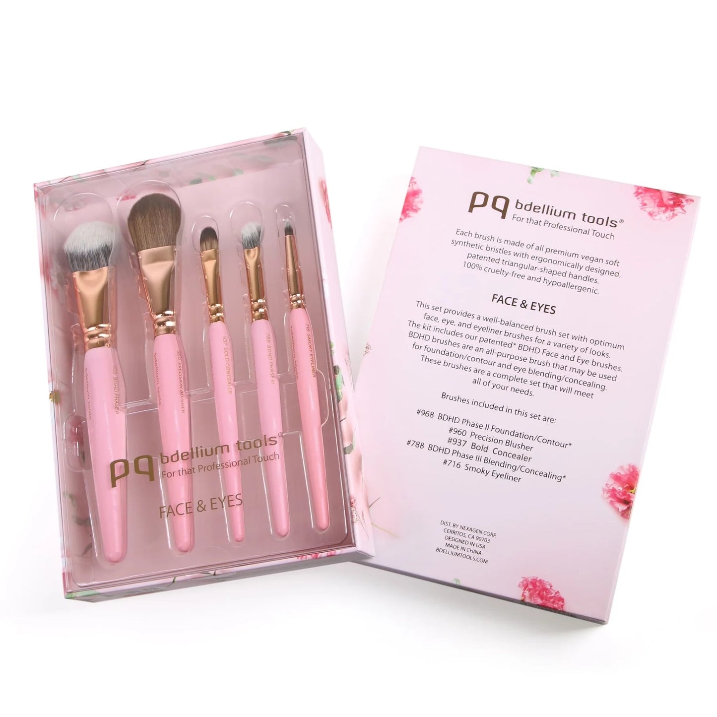 Set de Brochas Pink Golden Triangle para Rostro y Ojos