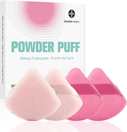 Set De Borlas Para Polvo De 4 Piezas Rosa Bebé + Rosa