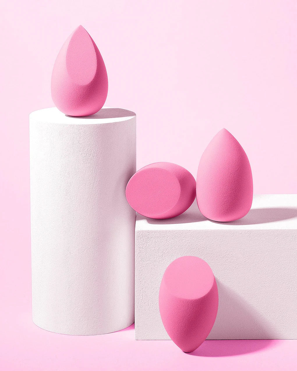 Set de esponjas de maquillaje de 4 piezas color rosa