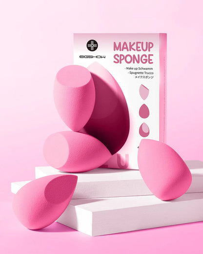 Set de esponjas de maquillaje de 4 piezas color rosa